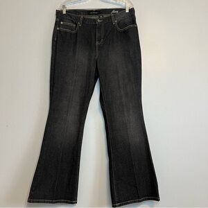 Calvin Klein Womens Flare Jeans Denim Black Sz 12 34 Mid Rise Dark Wash